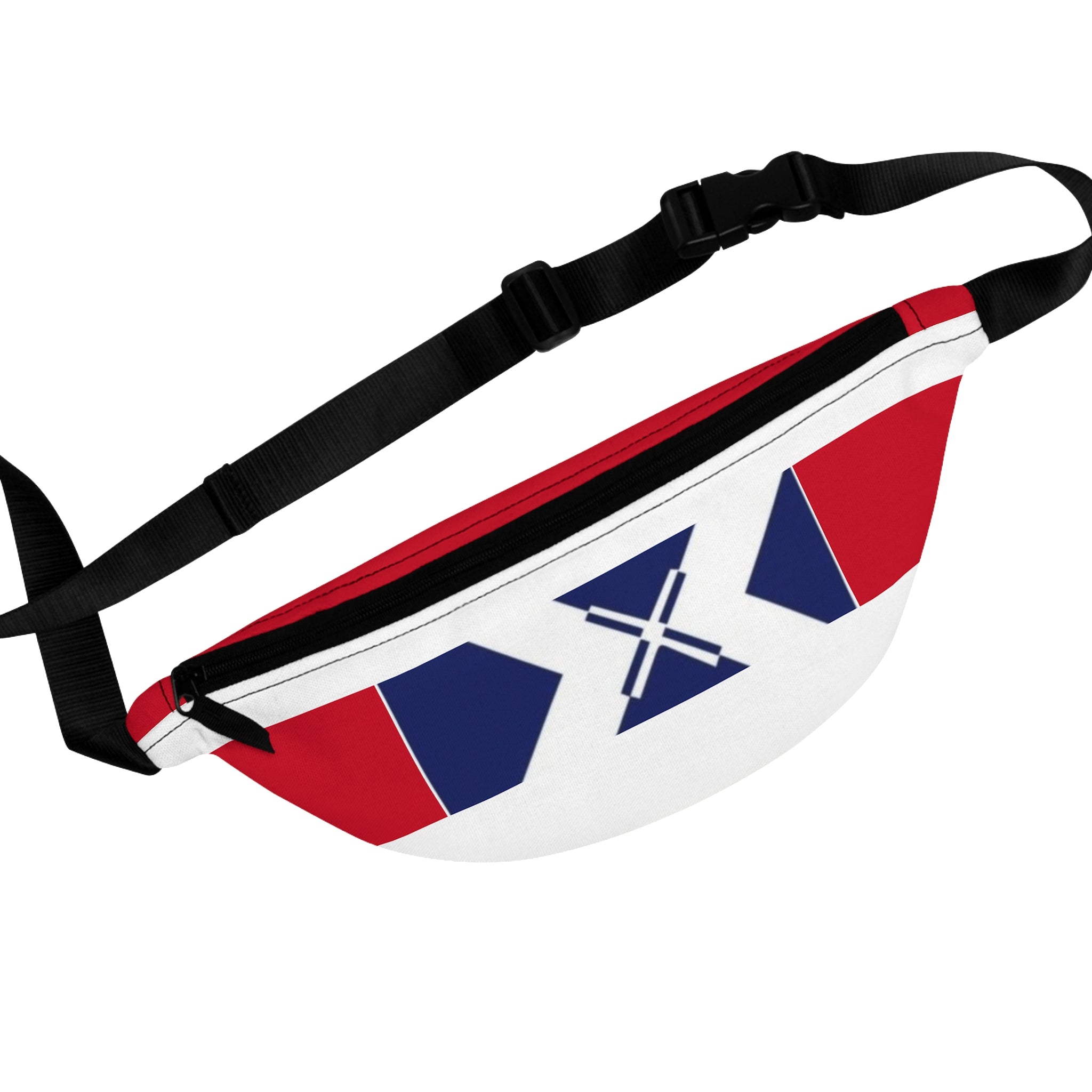 Red, White & Blue Geometric Fanny Pack — Nautical X Stripe Waist Bag
