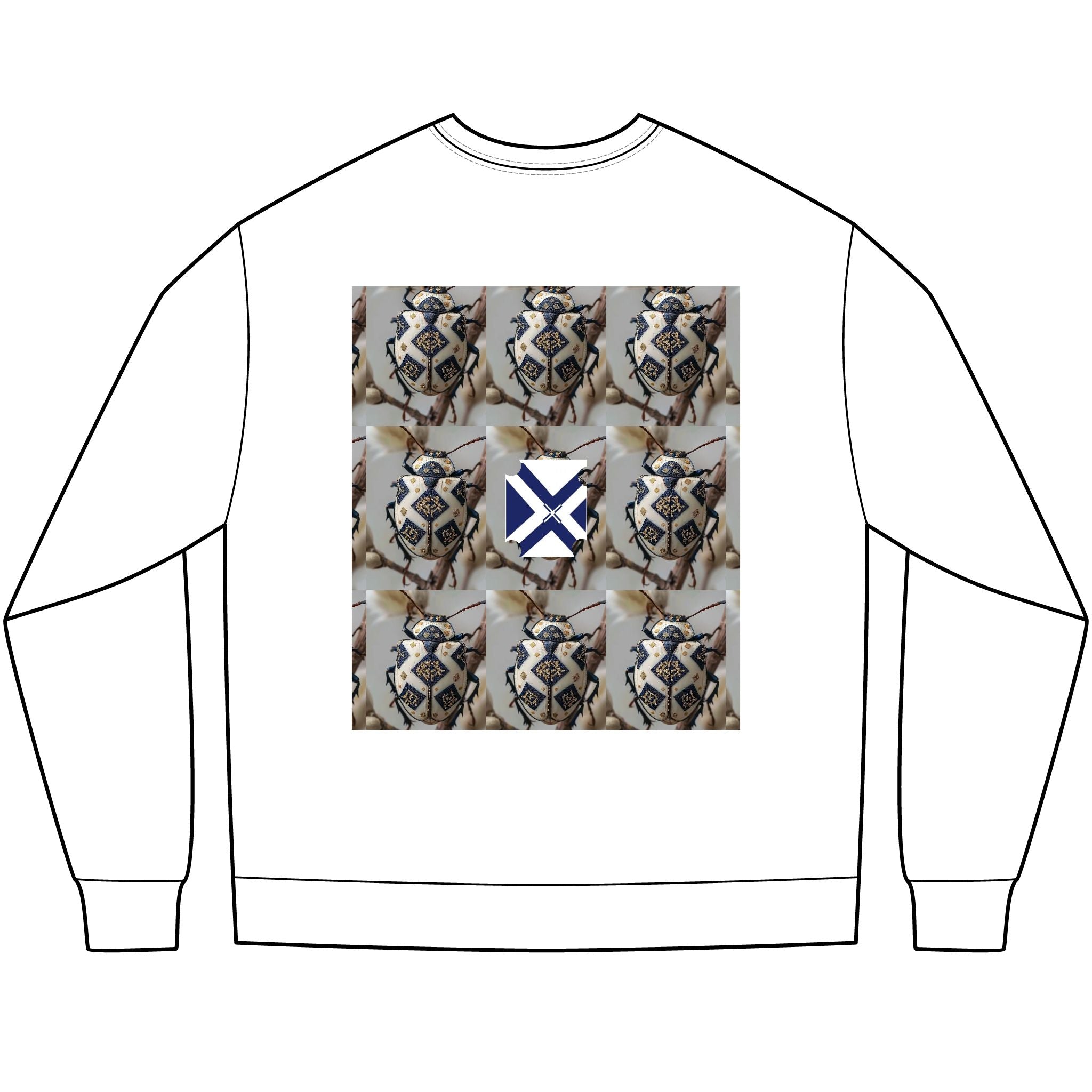 Long Sleeve Tee — Nautical St. Andrew's Cross & Rope Shield Graphic