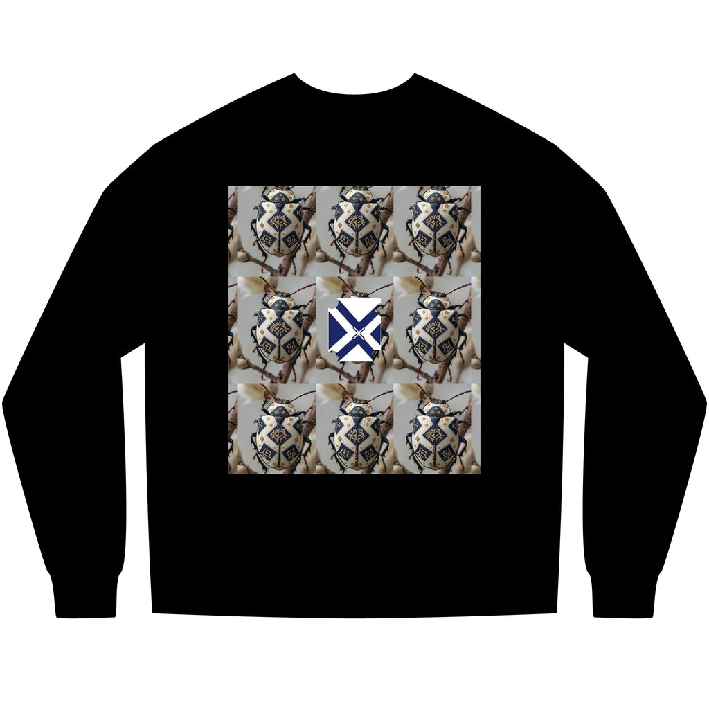 Long Sleeve Tee — Nautical St. Andrew's Cross & Rope Shield Graphic