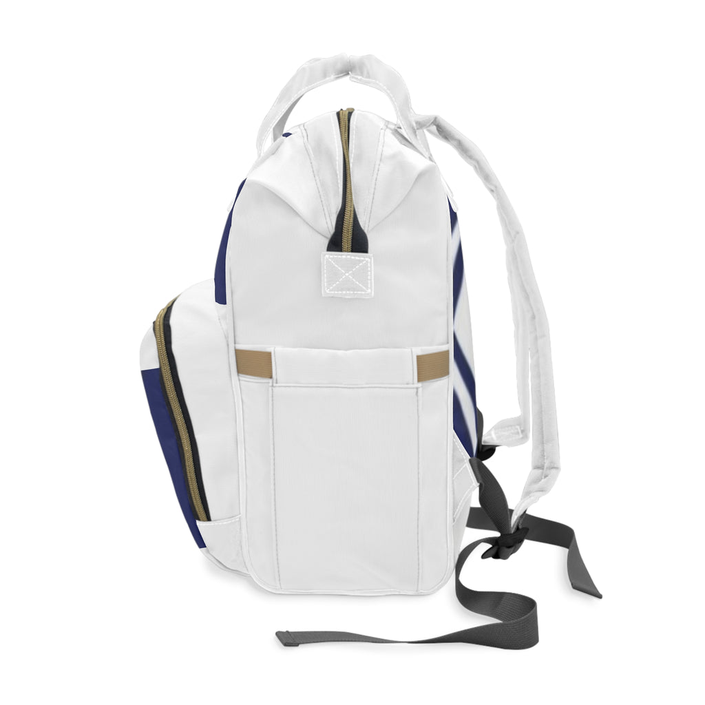 Multifunctional Diaper Backpack – Large White & Navy Organizer with Insulated Bottle Pockets