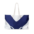 Navy Chevron Weekender Bag — Large Travel Tote with Rope Handles