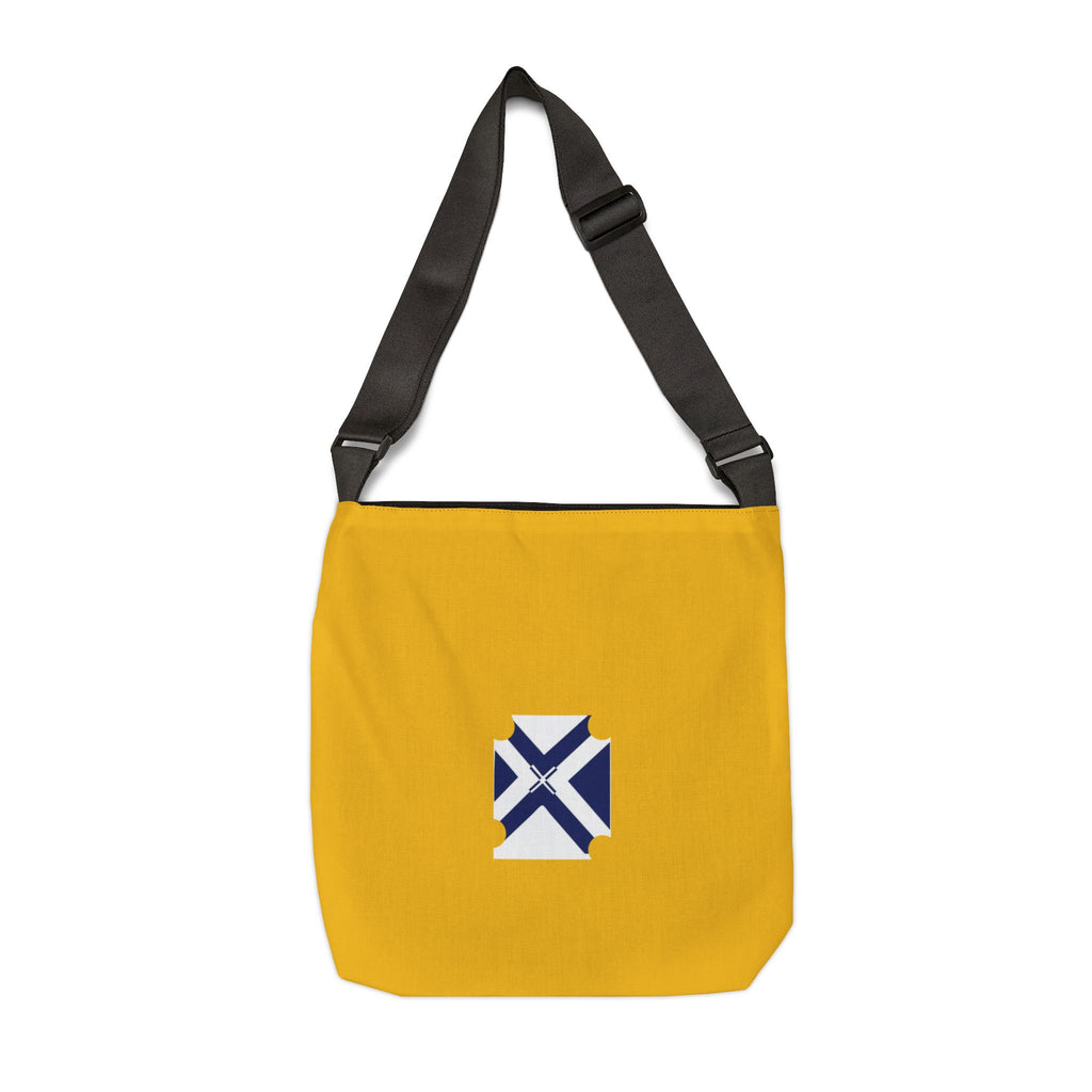 Adjustable Yellow Tote Bag with Blue Cross Emblem — Casual Everyday Carry