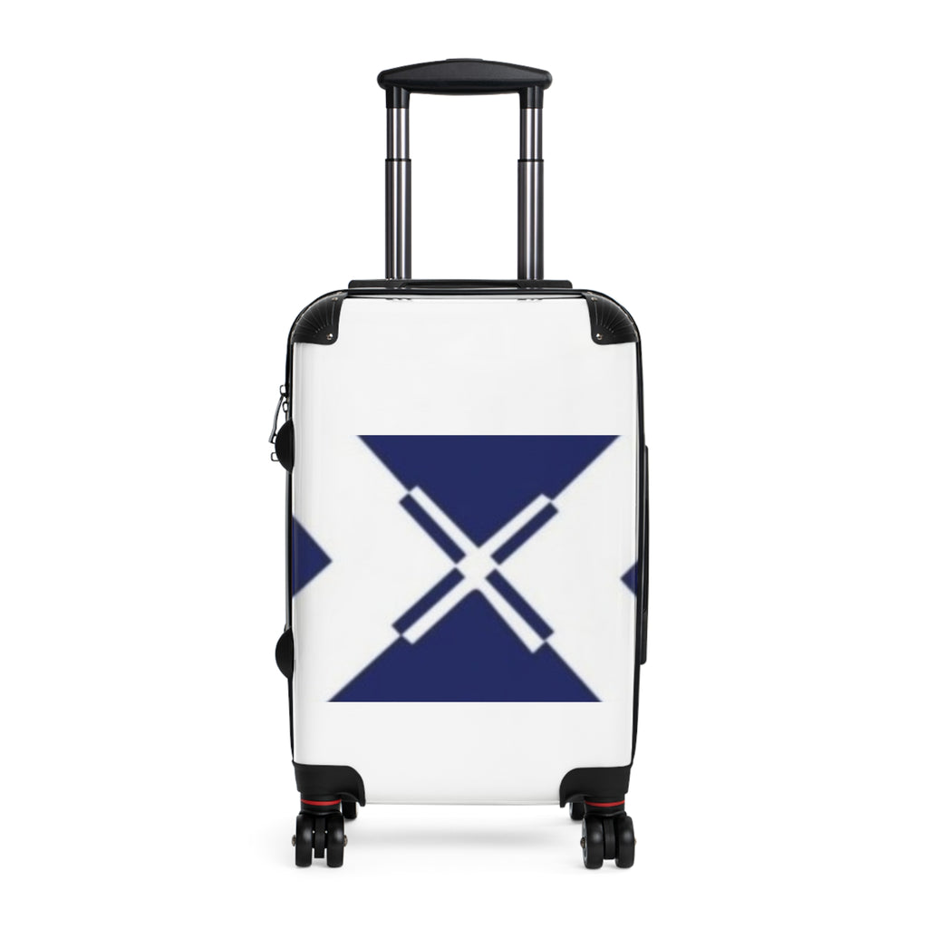 Navy Geometric X Carry-On Suitcase — Modern Travel Luggage