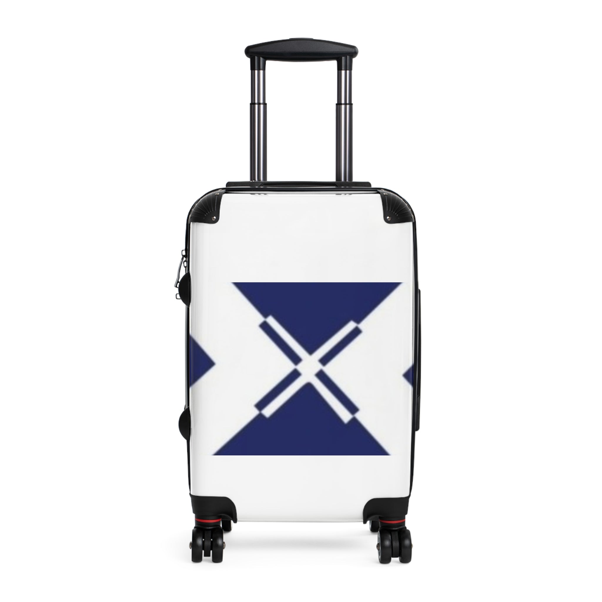 Navy Geometric X Carry-On Suitcase — Modern Travel Luggage