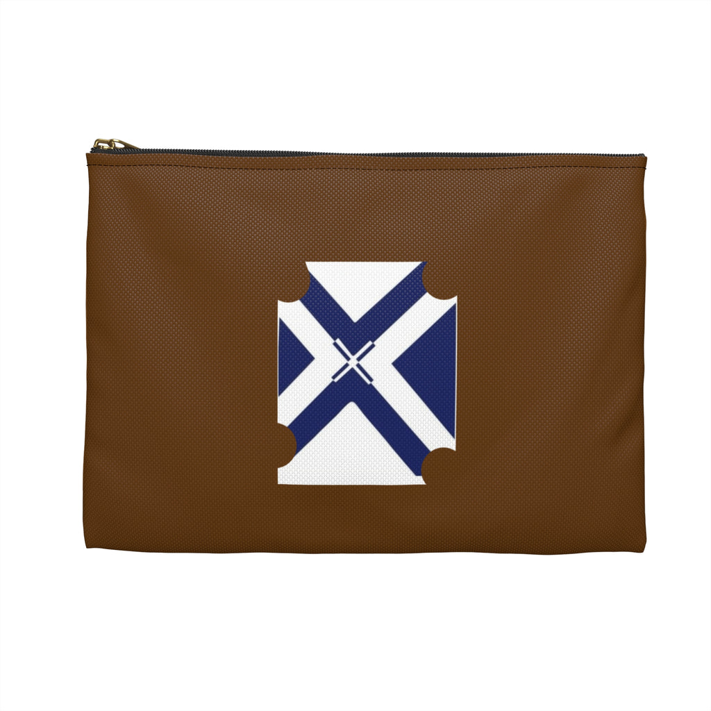 XT7 Brown Accessory Pouch with Blue Saltire Crest — Travel Organizer Toiletry Bag