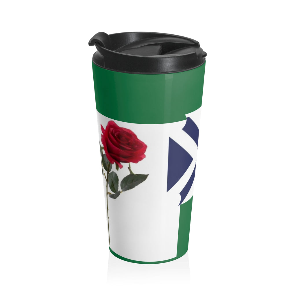 XT Rose Stainless Steel Travel Mug — Floral Monogram Insulated Tumbler