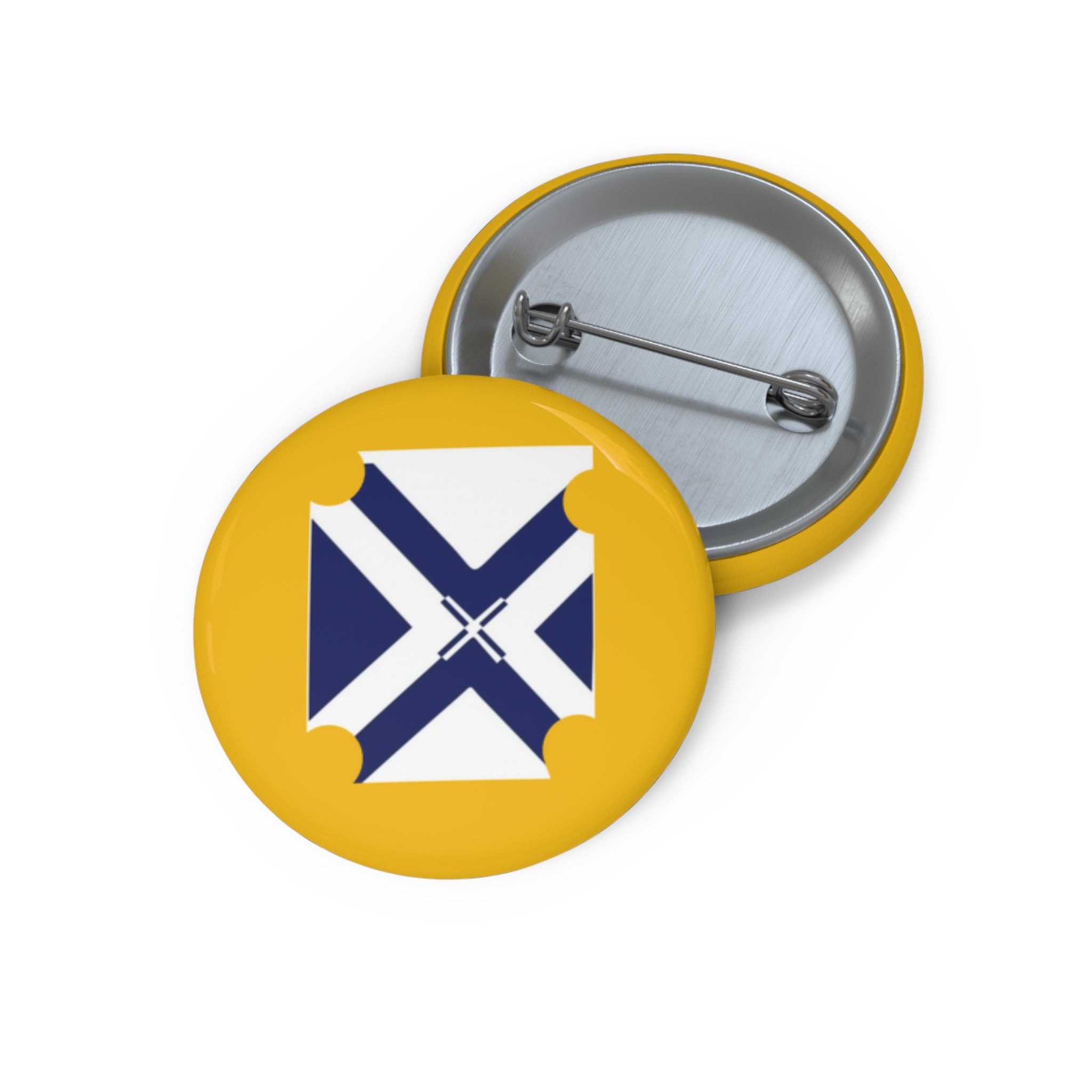 XT7 Yellow Pin Button with Navy Cross Emblem - Custom Badge Pin