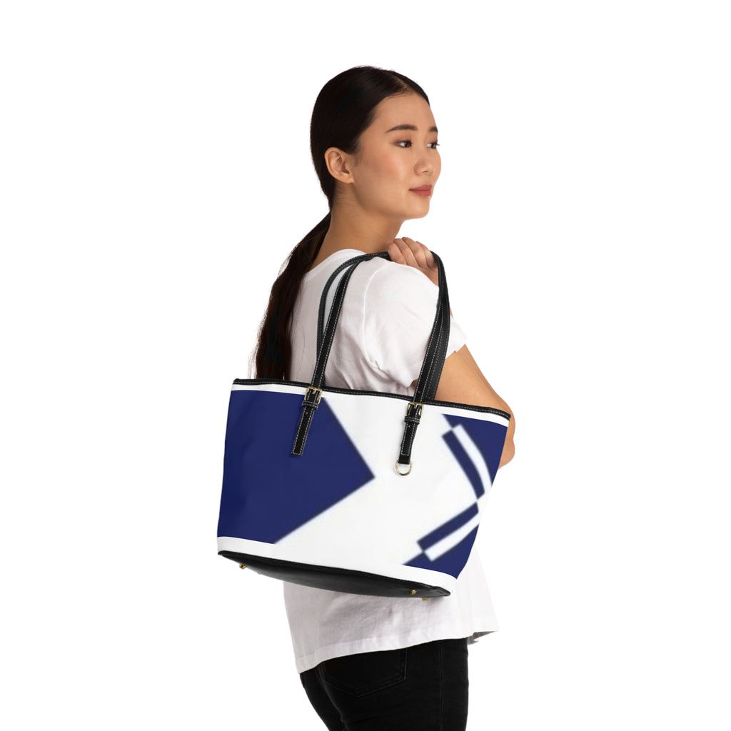 Navy Arrow PU Leather Shoulder Bag – Modern Geometric Tote