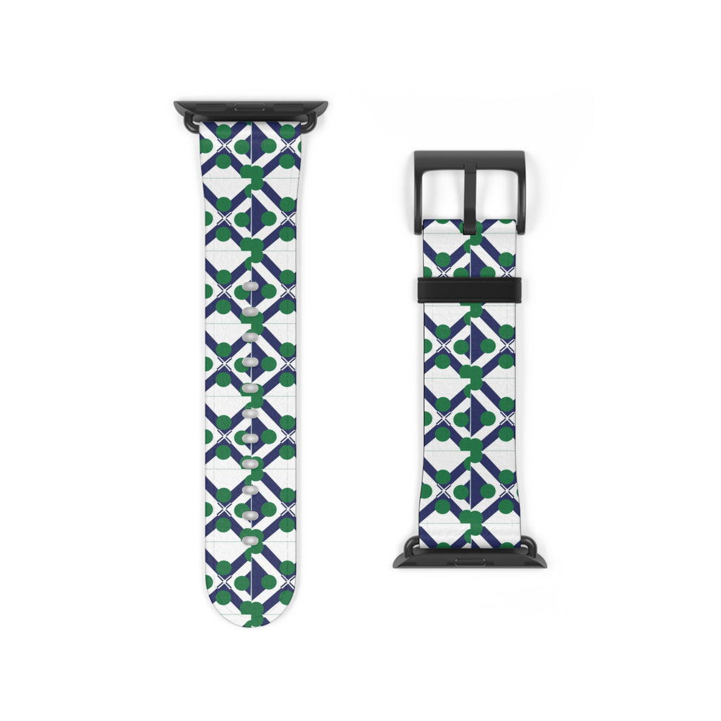 XT9 Green & Navy Tile Watch Band — Patterned Apple Watch Strap