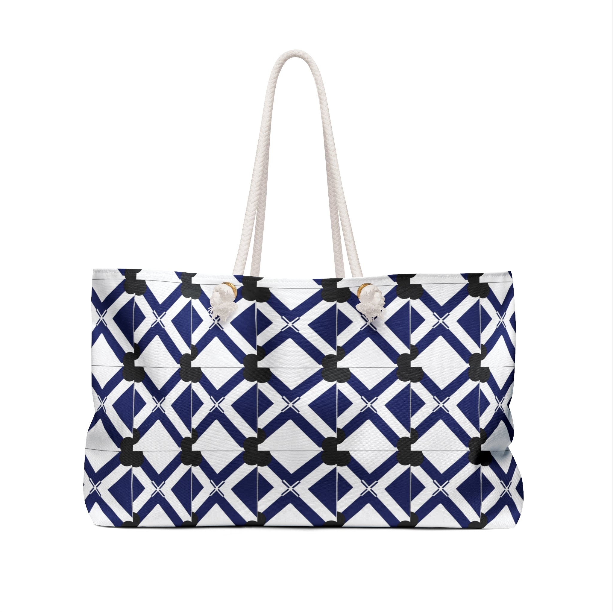 Navy xt Weekender Bag — Nautical Tile Travel Tote