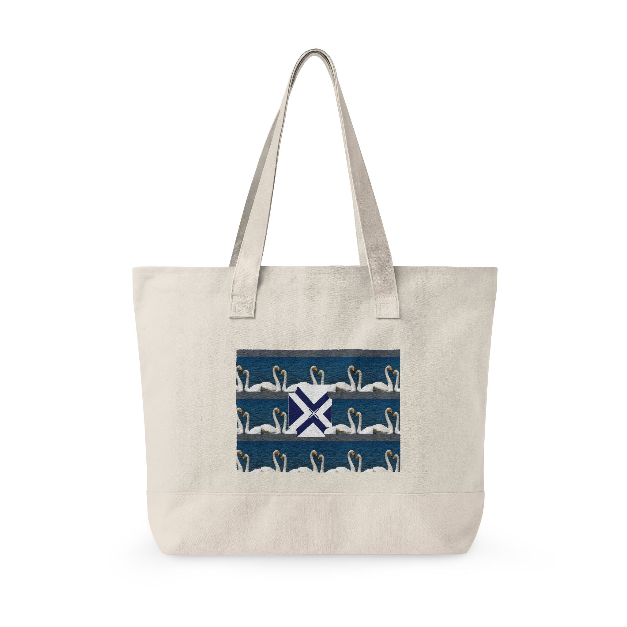 Canvas Tote — Scottish Saltire & Swan Pattern Zippered Tote