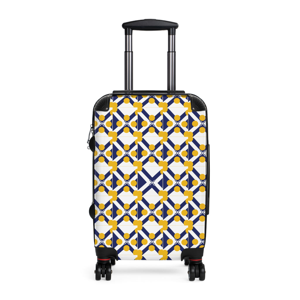 Xponet Nautical Tile Pattern Carry-On Suitcase — Blue & Yellow Travel Luggage