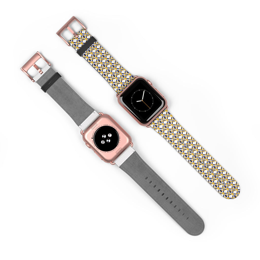 XT9 Gold Tile Watch Band — Modern Patterned Replacement Strap
