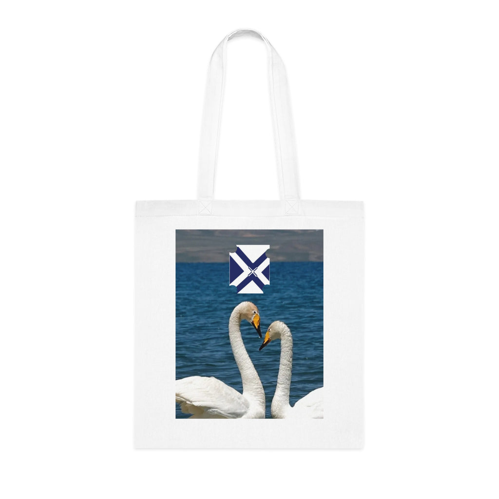 Swan Love Cotton Tote — Romantic Lake Photo Tote Bag
