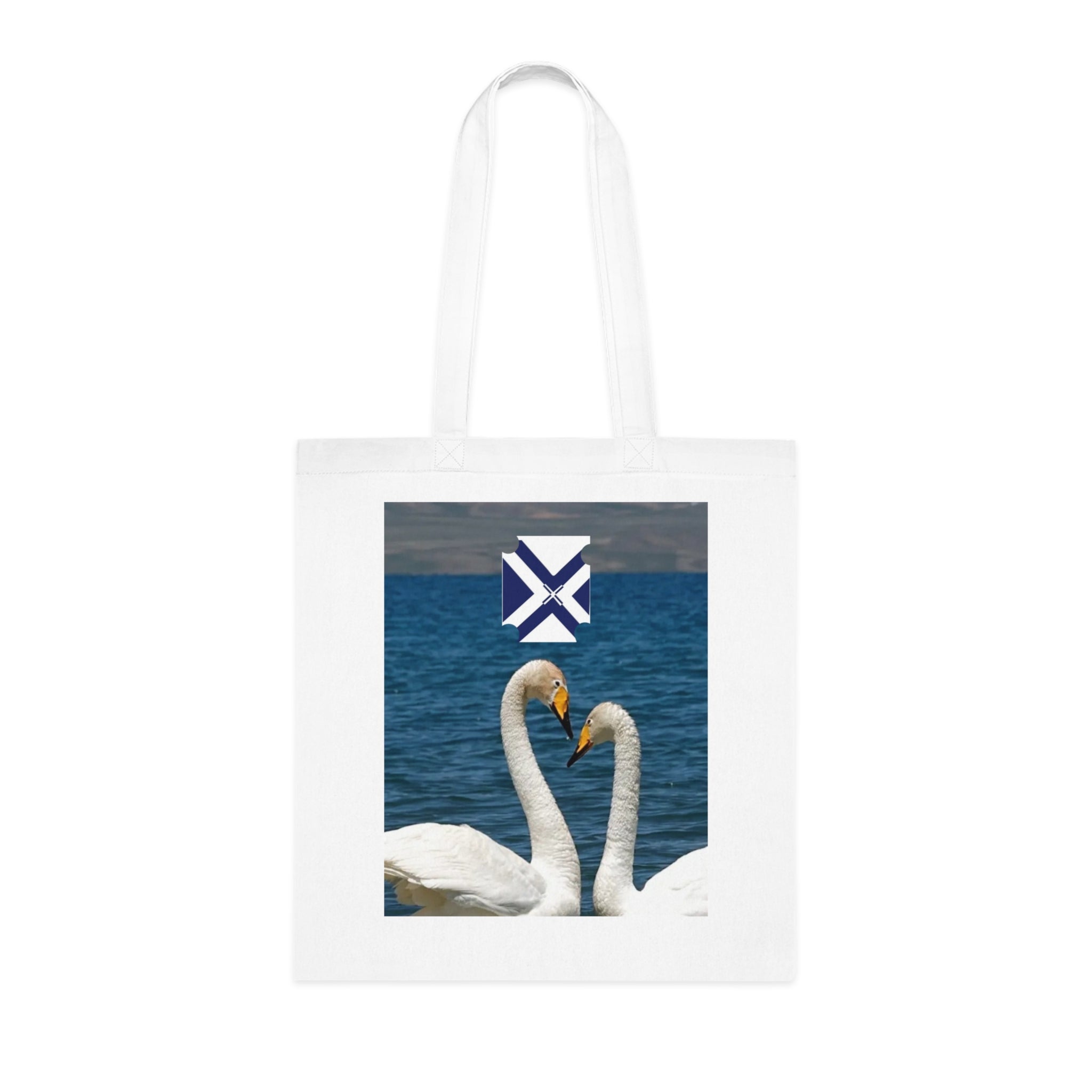 Swan Love Cotton Tote — Romantic Lake Photo Tote Bag