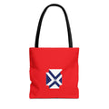 Red State Outline Tote Bag with Navy Saltire Design