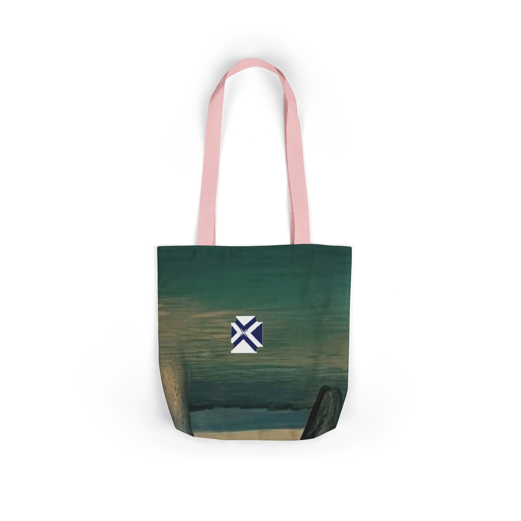 Scenic Arch Tote Bag — Coastal Sunset Canvas Tote with Nautical Emblem
