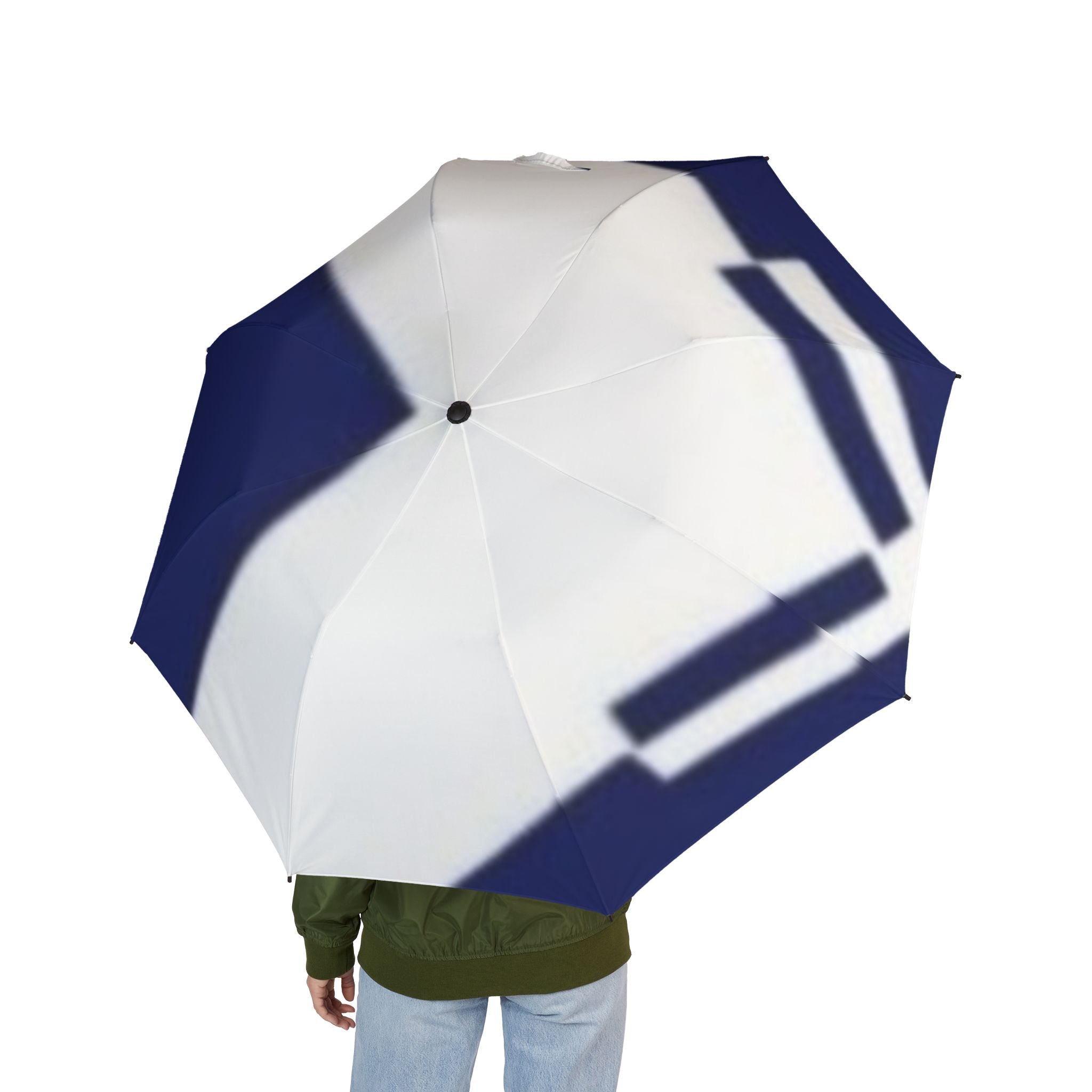 Foldable Semi-Automatic Umbrella – Compact Navy & White Travel Rain Protection