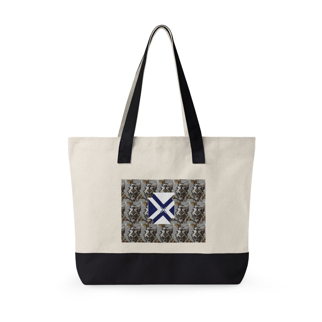 Canvas Tote Bag with Xt & Vintage Stag Pattern — Zippered Carryall for Outdoors, Travel, and Gifts