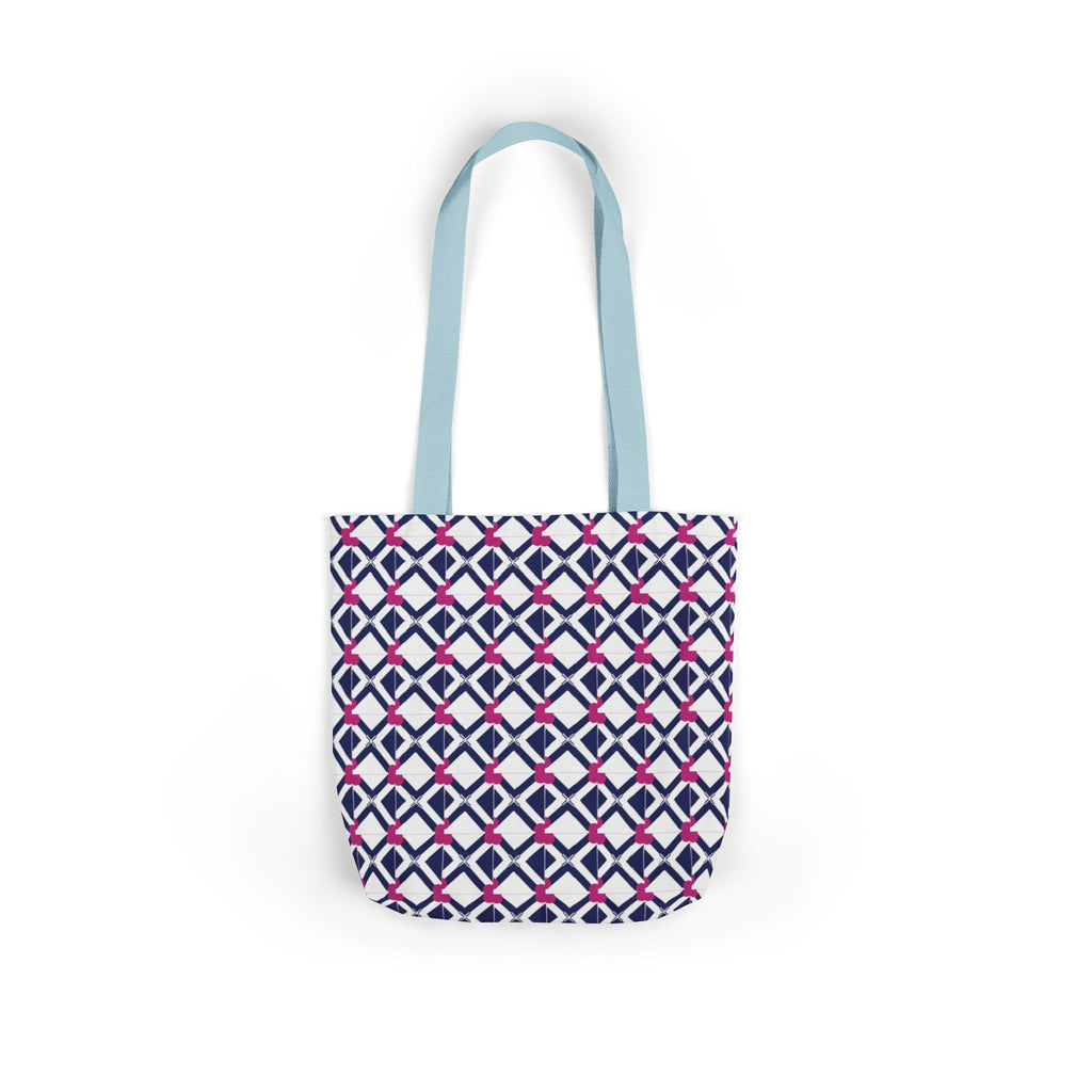 Geometric Navy & Pink Canvas Tote Bag