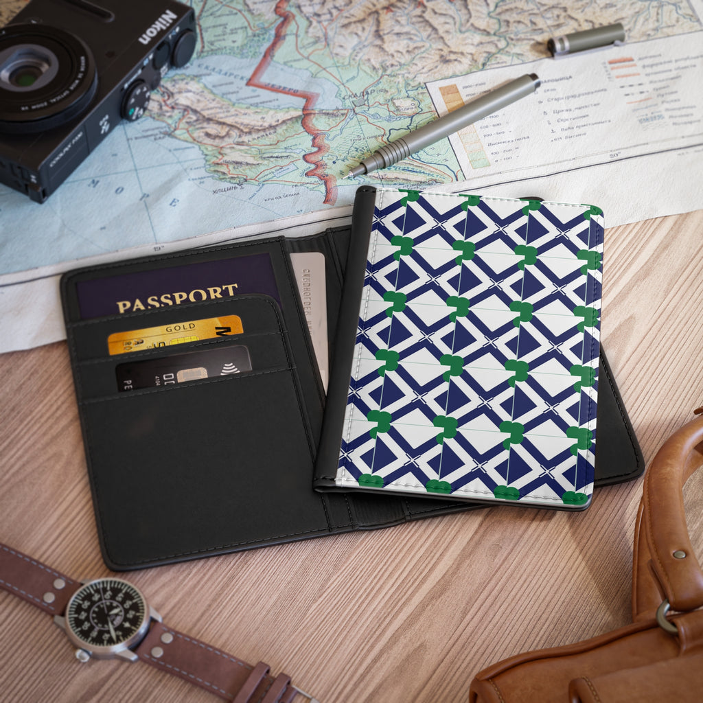 XT8 Clover Passport Cover — Navy & Green Travel Passport Holder