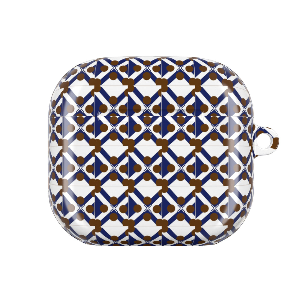 XT9 Tile AirPod Case — Navy & Brown Patterned Protective Cover
