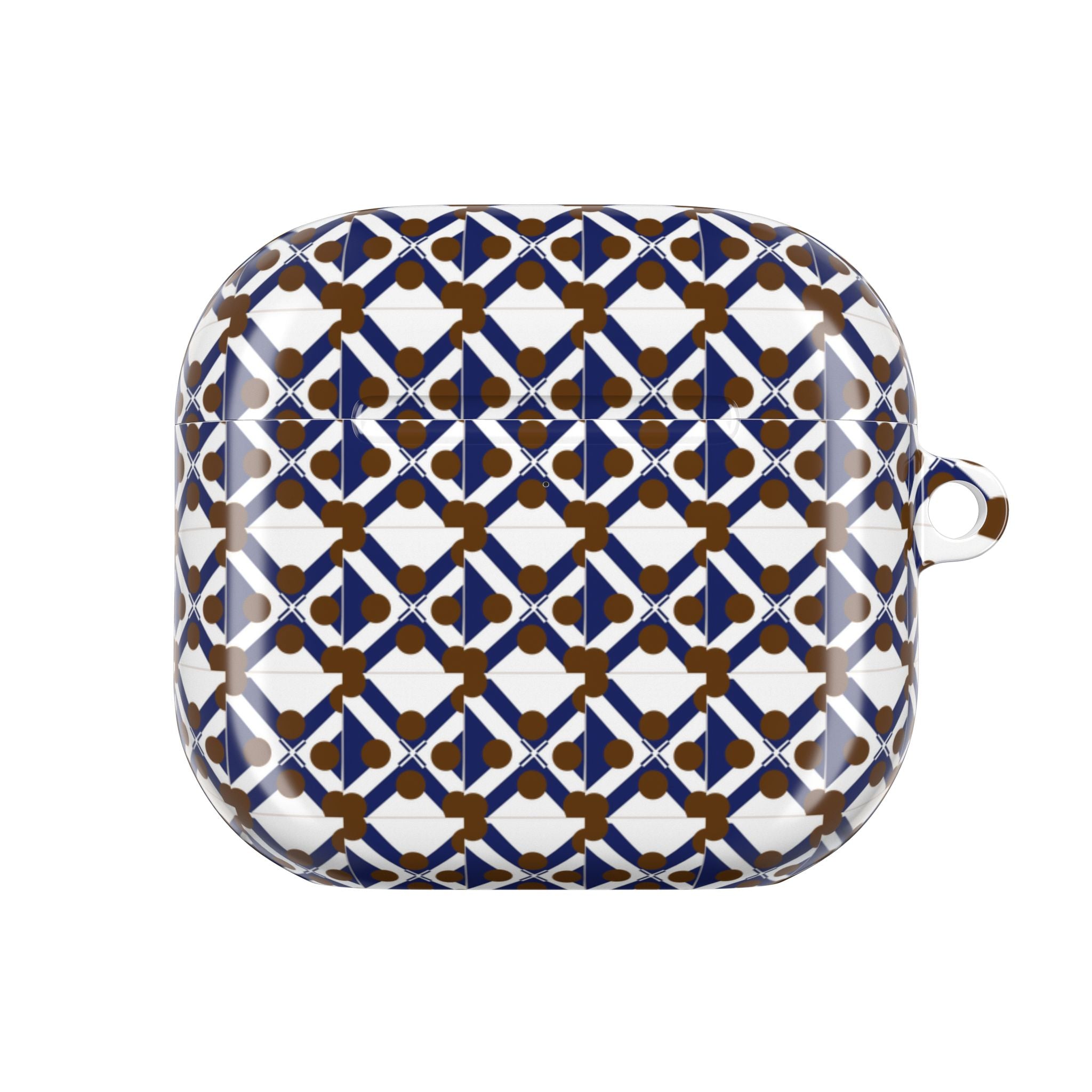 XT9 Tile AirPod Case — Navy & Brown Patterned Protective Cover