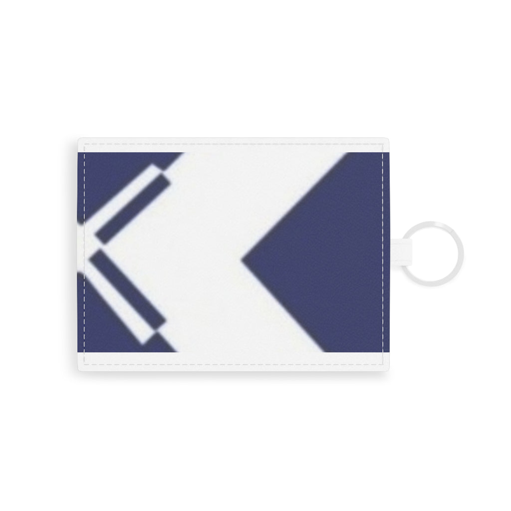 Saffiano Leather Card Holder — Navy Geometric Minimalist ID Wallet