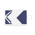 Saffiano Leather Card Holder — Navy Geometric Minimalist ID Wallet