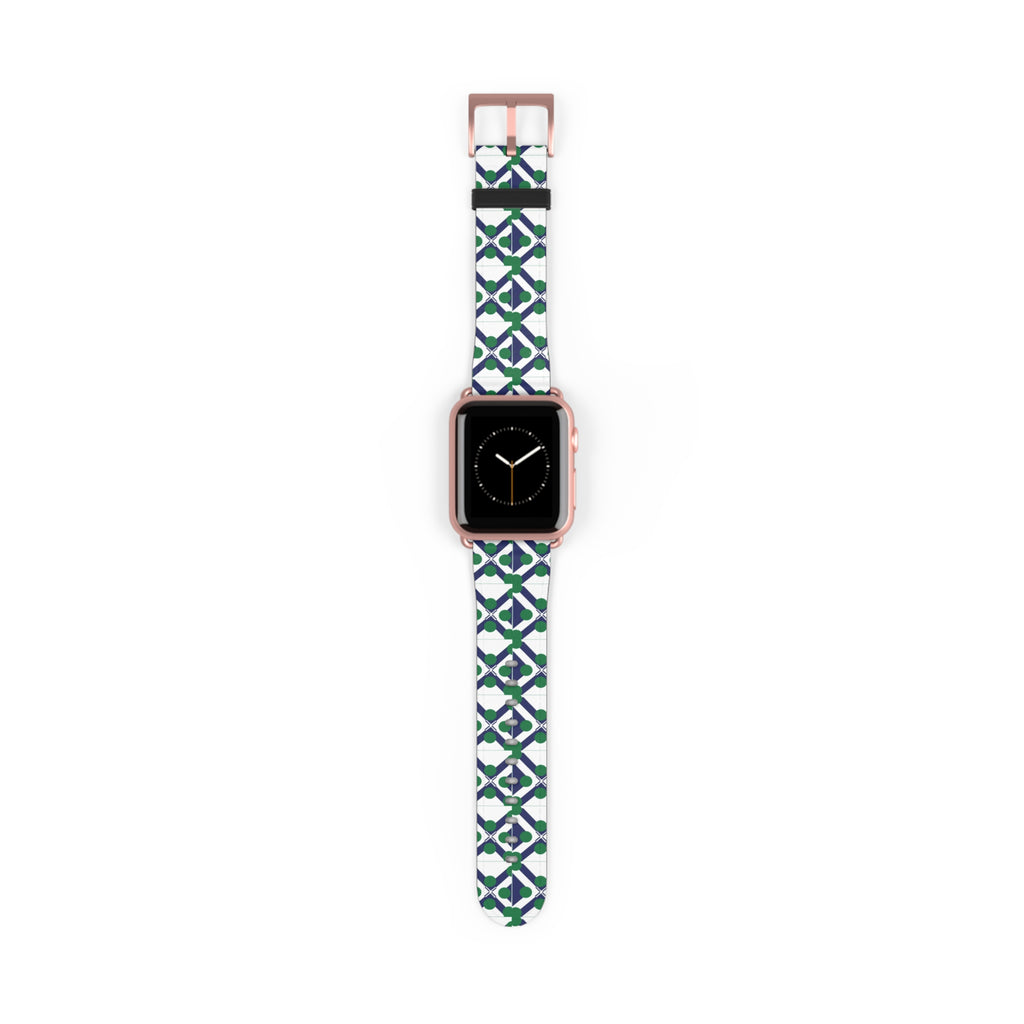 XT9 Green & Navy Tile Watch Band — Patterned Apple Watch Strap