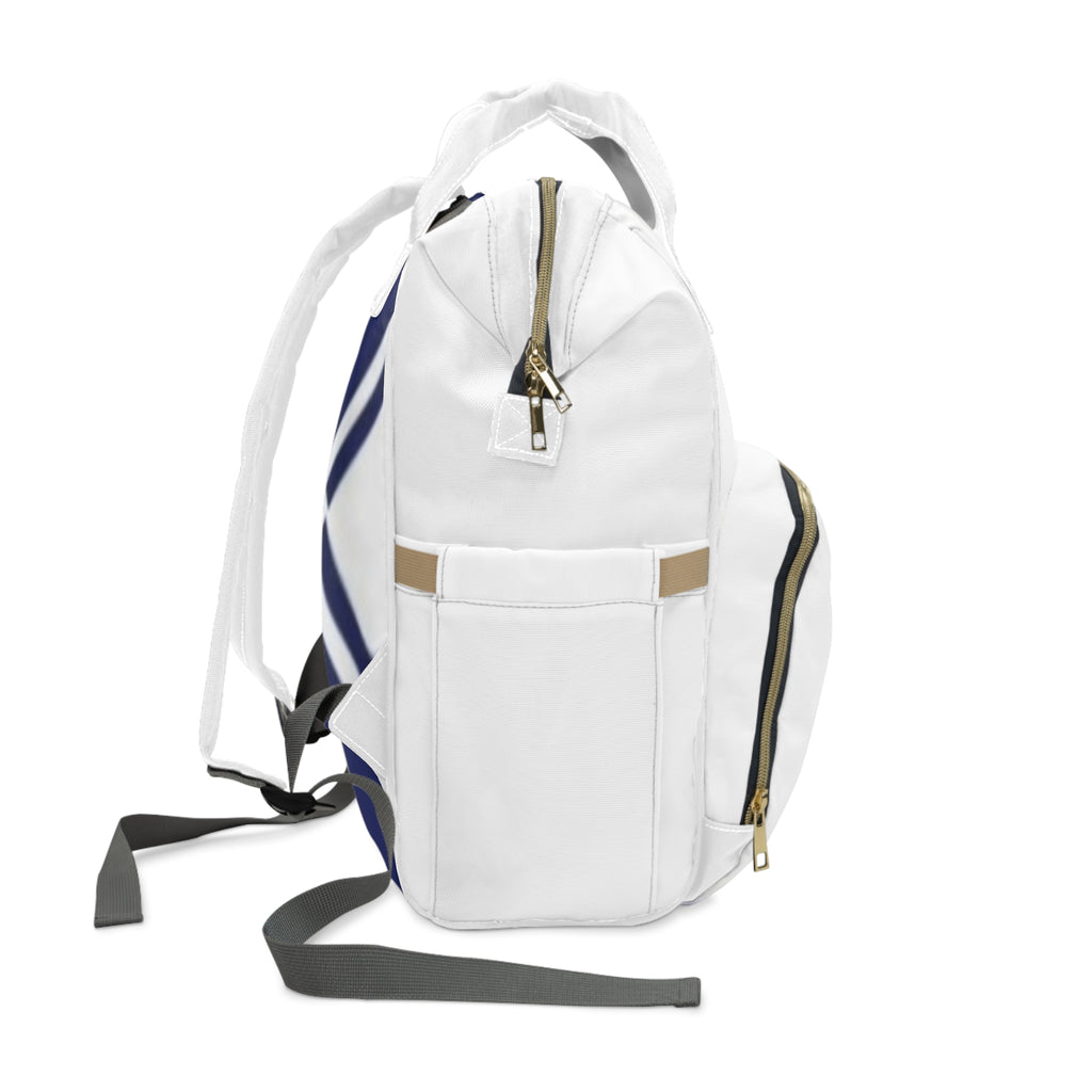 Diaper Backpack — Navy Geometric Cross Pattern Multifunctional Baby Bag