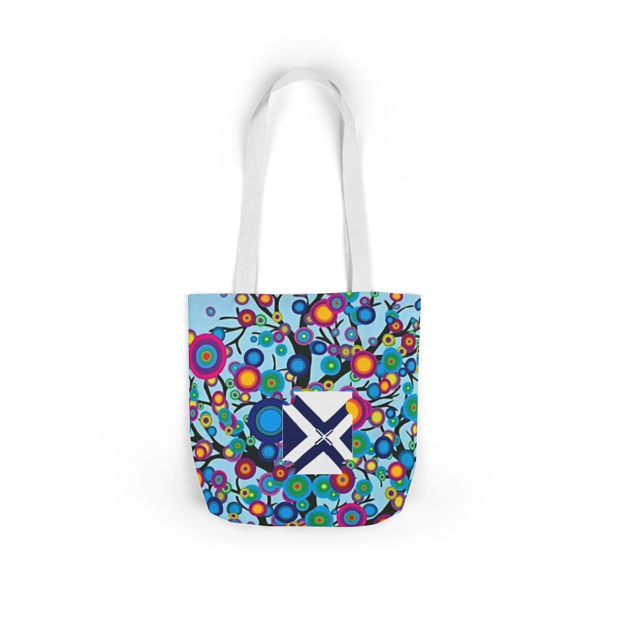 Colorful Floral Bubble Canvas Tote Bag