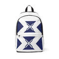 Geometric Saltire Pattern Backpack — Navy Cross Accent Daypack