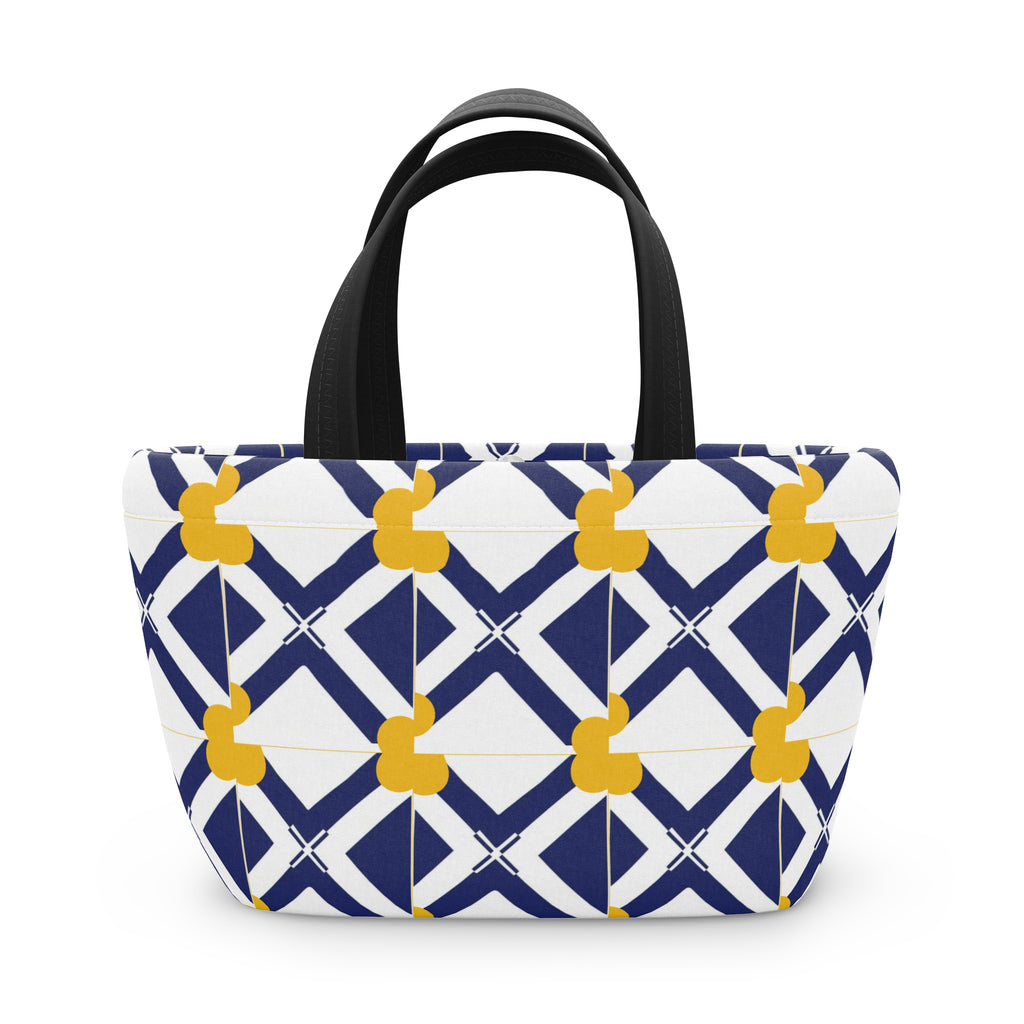 XT8 Geometric Navy & Mustard Lunch Bag