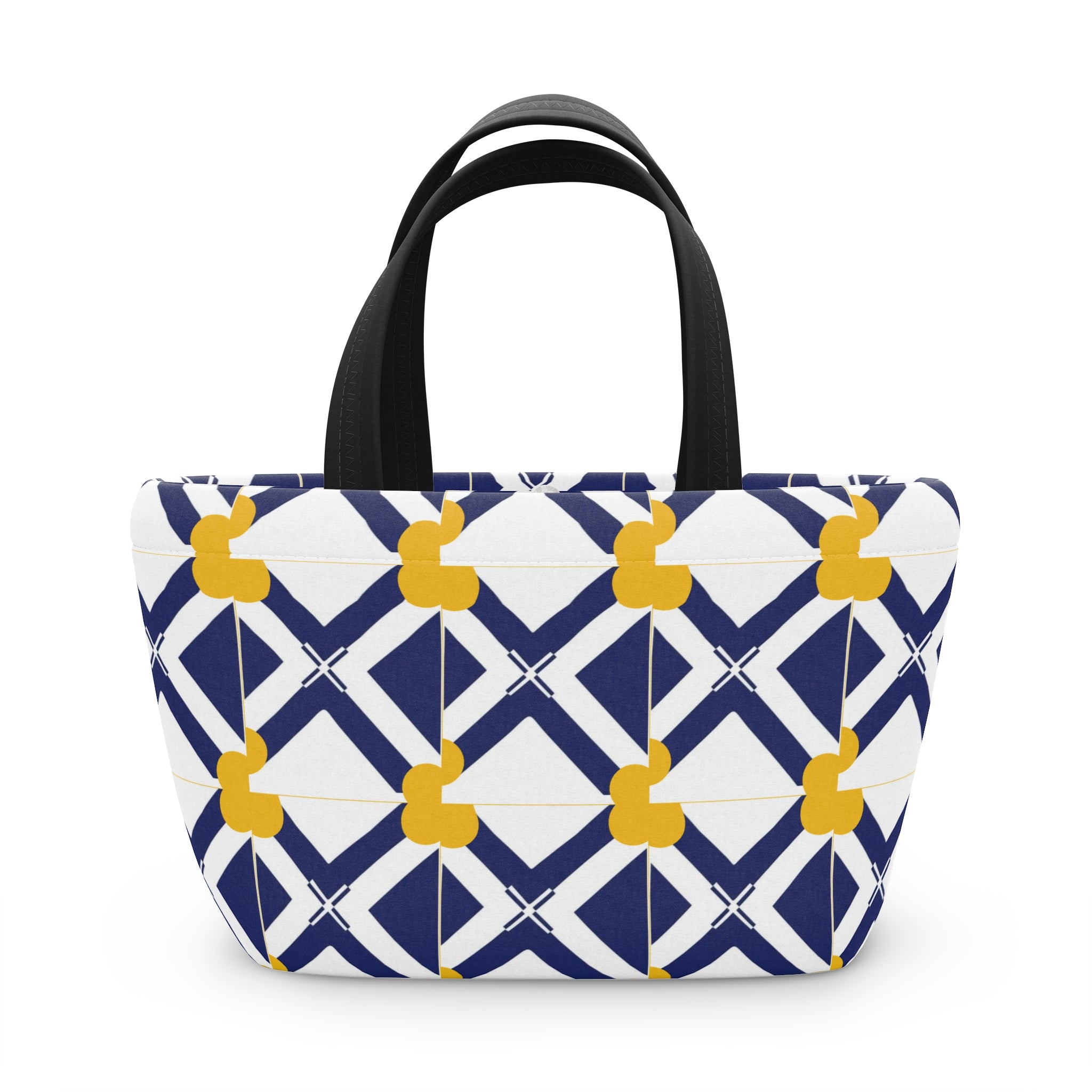 XT8 Geometric Navy & Mustard Lunch Bag