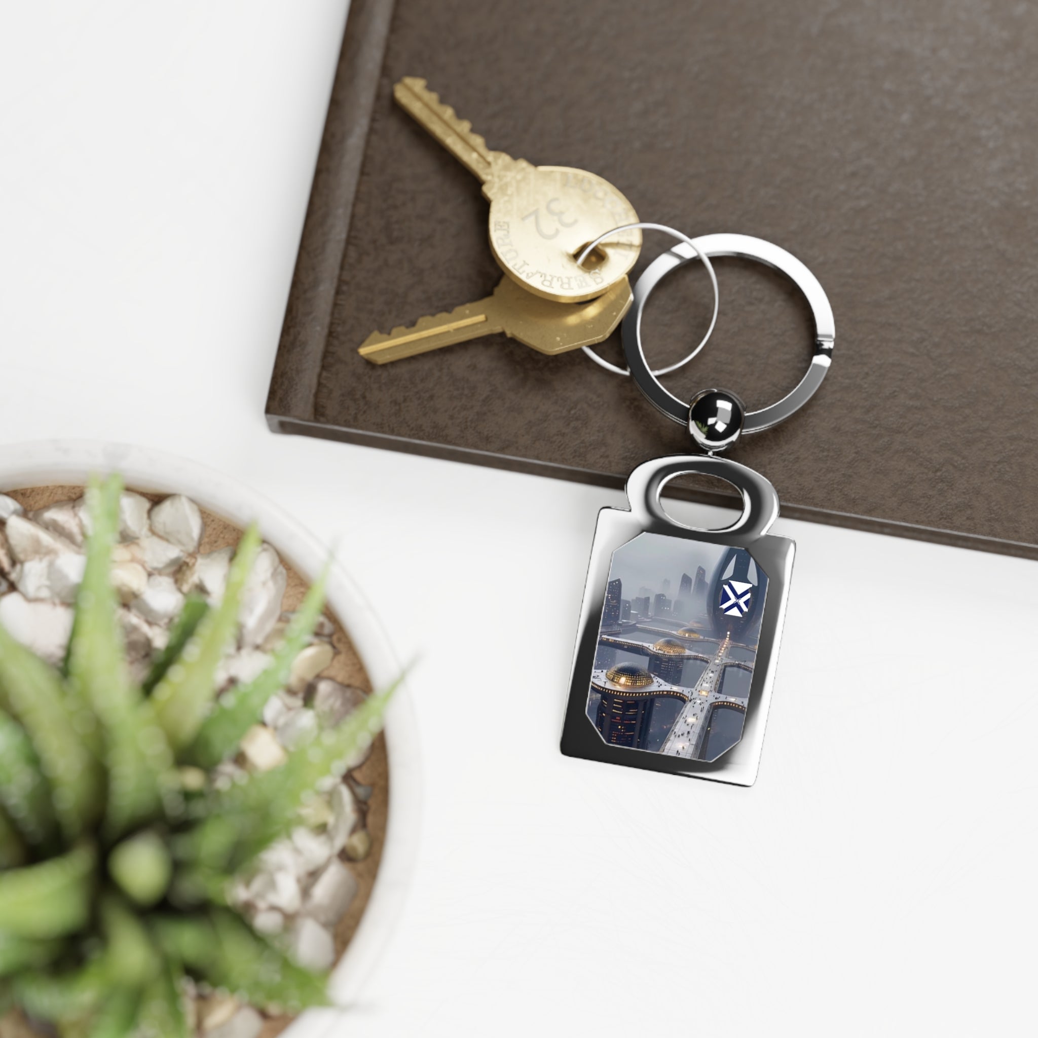 Personalized Rectangle Photo Keyring — Custom Metal Photo Keychain