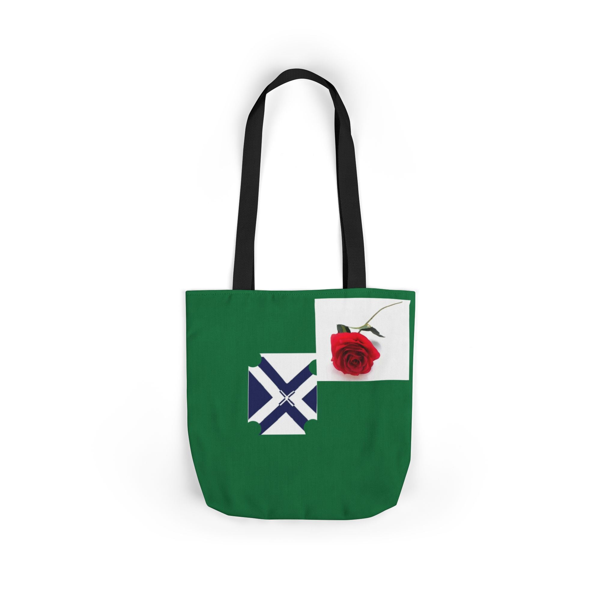 XT Rose Canvas Tote Bag — Floral Rose Design with Colored Straps