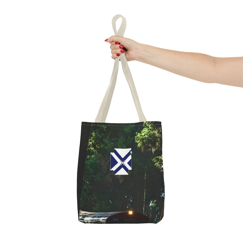 Scenic Night Drive Tote Bag — Forest Road Photography Print