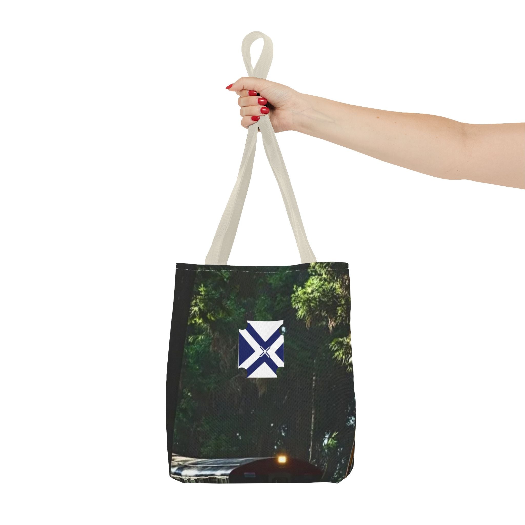 Scenic Night Drive Tote Bag — Forest Road Photography Print