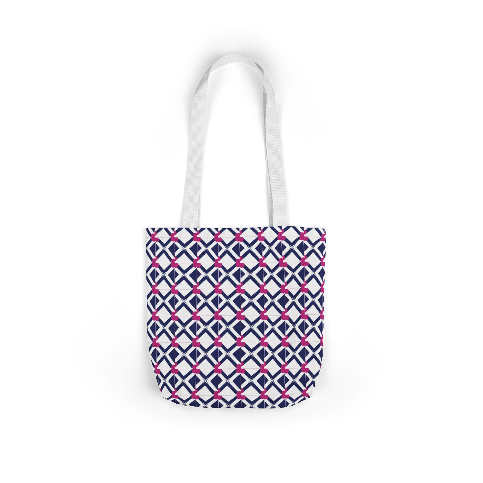 Geometric Navy & Pink Canvas Tote Bag
