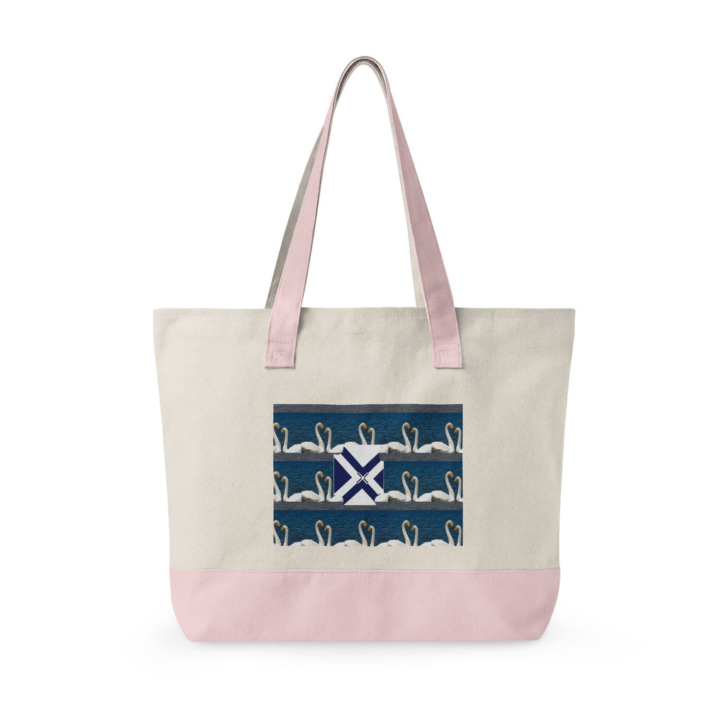 Canvas Tote — Scottish Saltire & Swan Pattern Zippered Tote