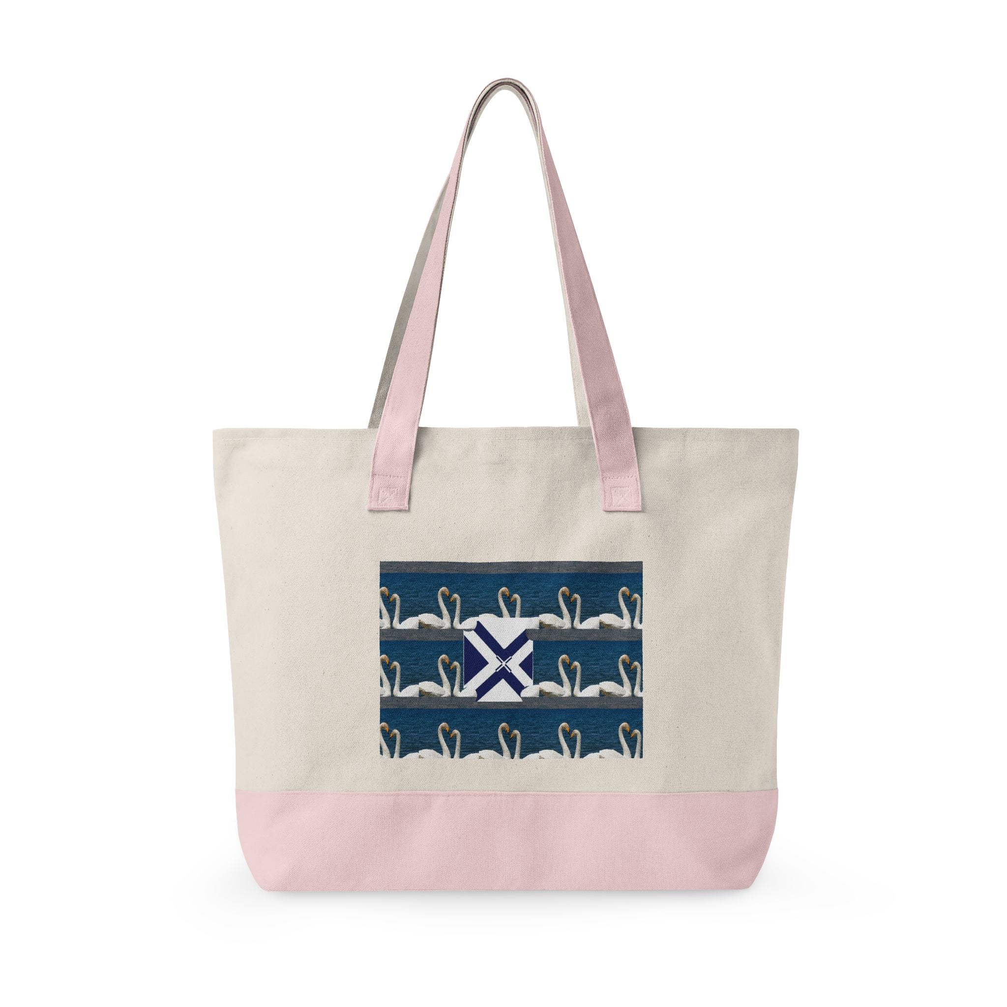 Canvas Tote — Scottish Saltire & Swan Pattern Zippered Tote