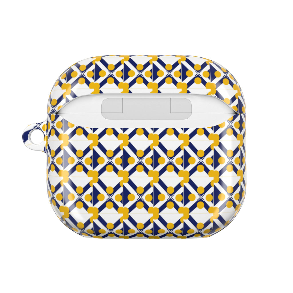 XT9 plus XT8  AirPods Case — Blue & Yellow Geometric Tile Pattern