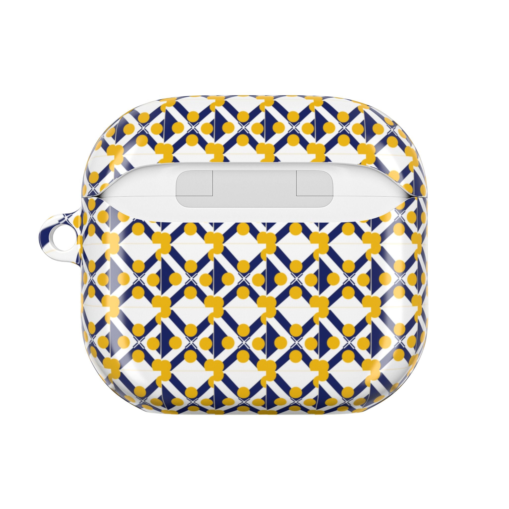 XT9 plus XT8  AirPods Case — Blue & Yellow Geometric Tile Pattern