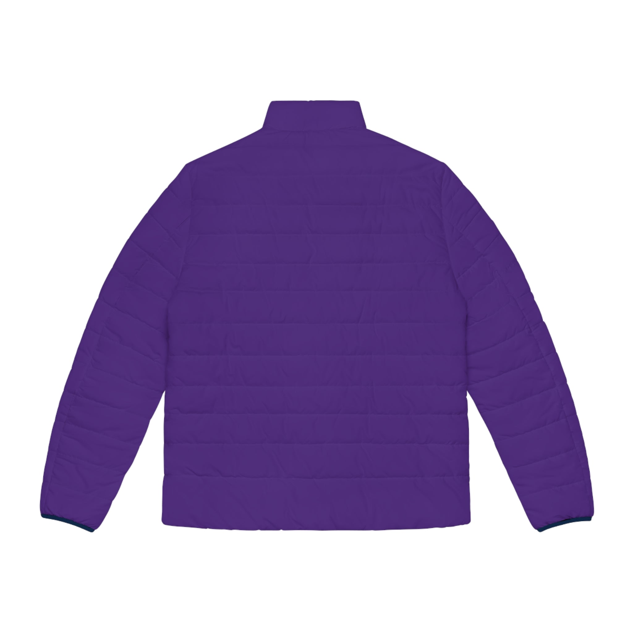 XT7 Puffer Jacket — Purple Quilted Coat with Geometric Badge