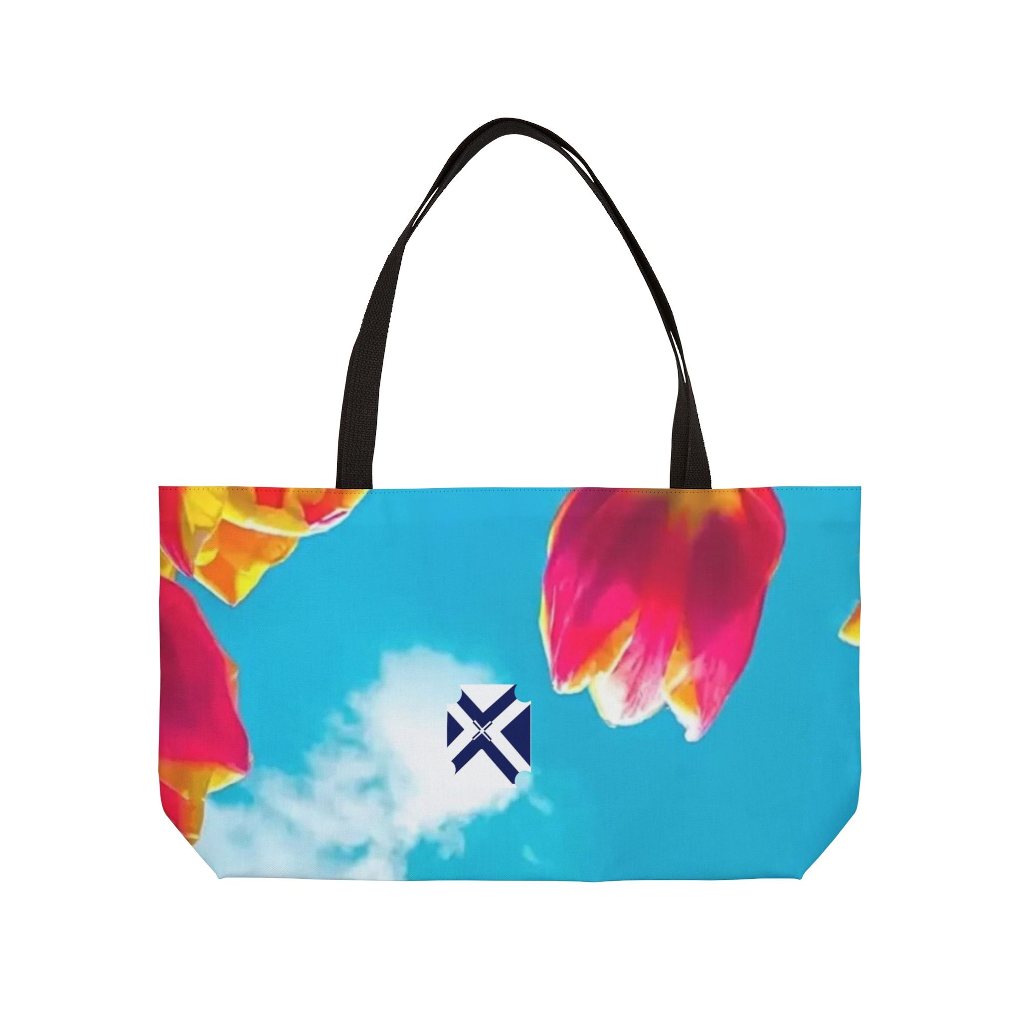 Weekender Tote Bag - Floral Sky Travel Beach Tote with Airplane Design