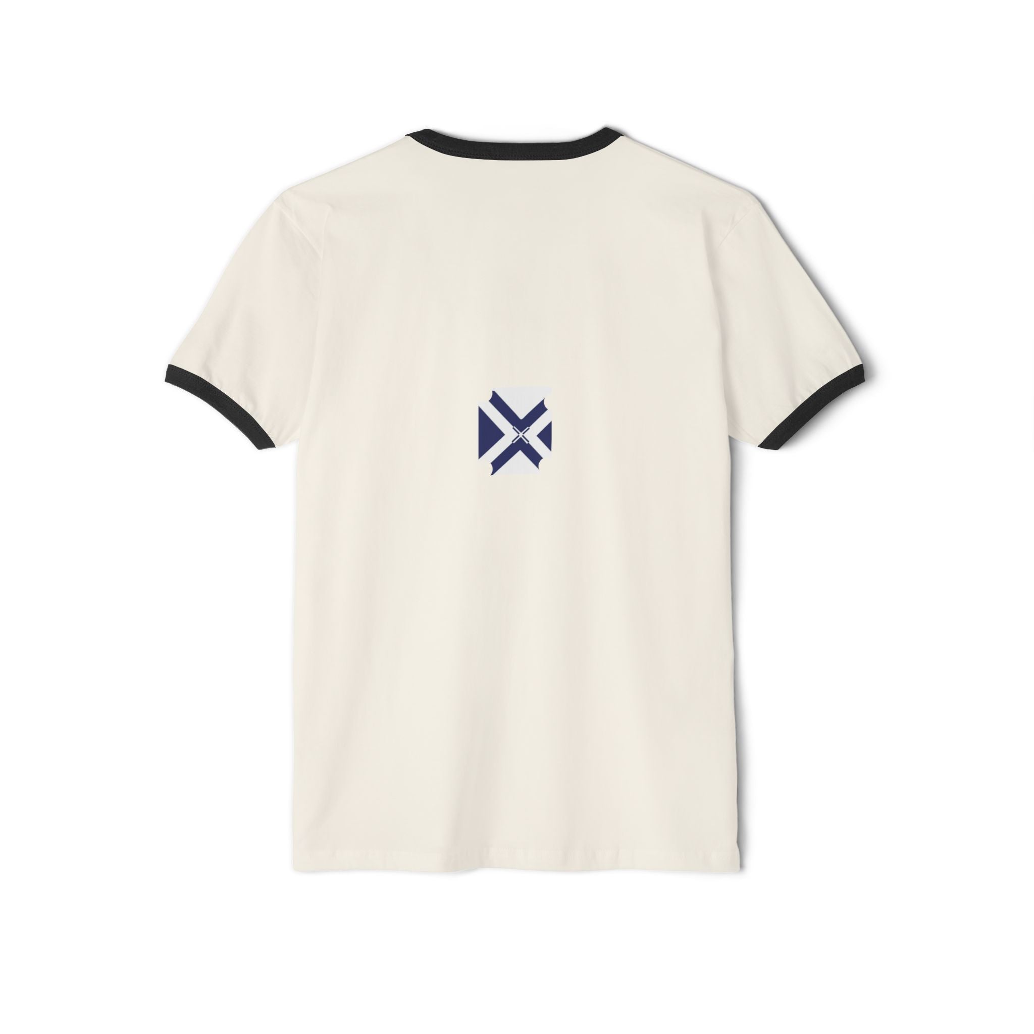 Minimalist Navy Geometric Logo Ringer T-Shirt