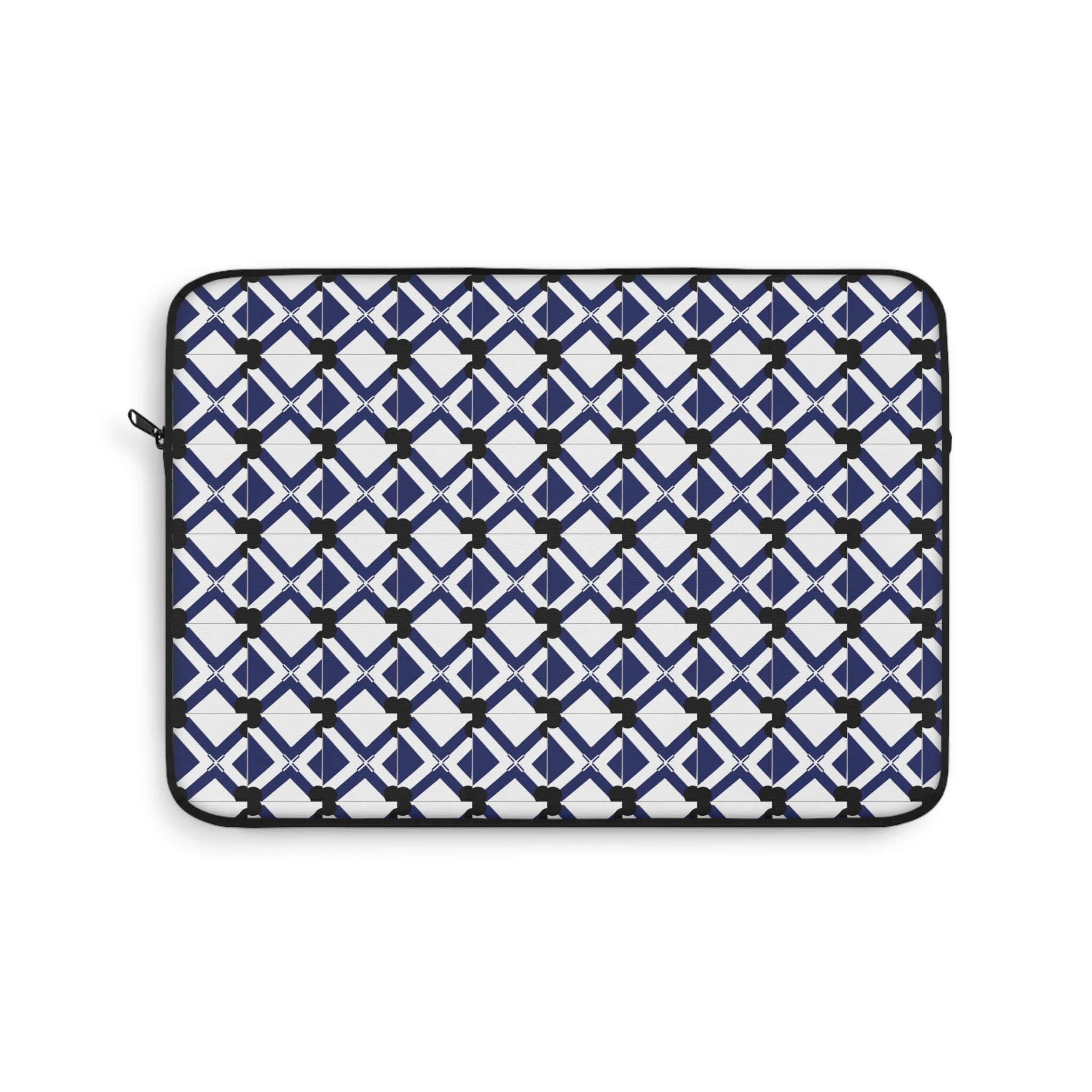 Geometric Navy Lattice Laptop Sleeve — Modern Patterned Protective Case