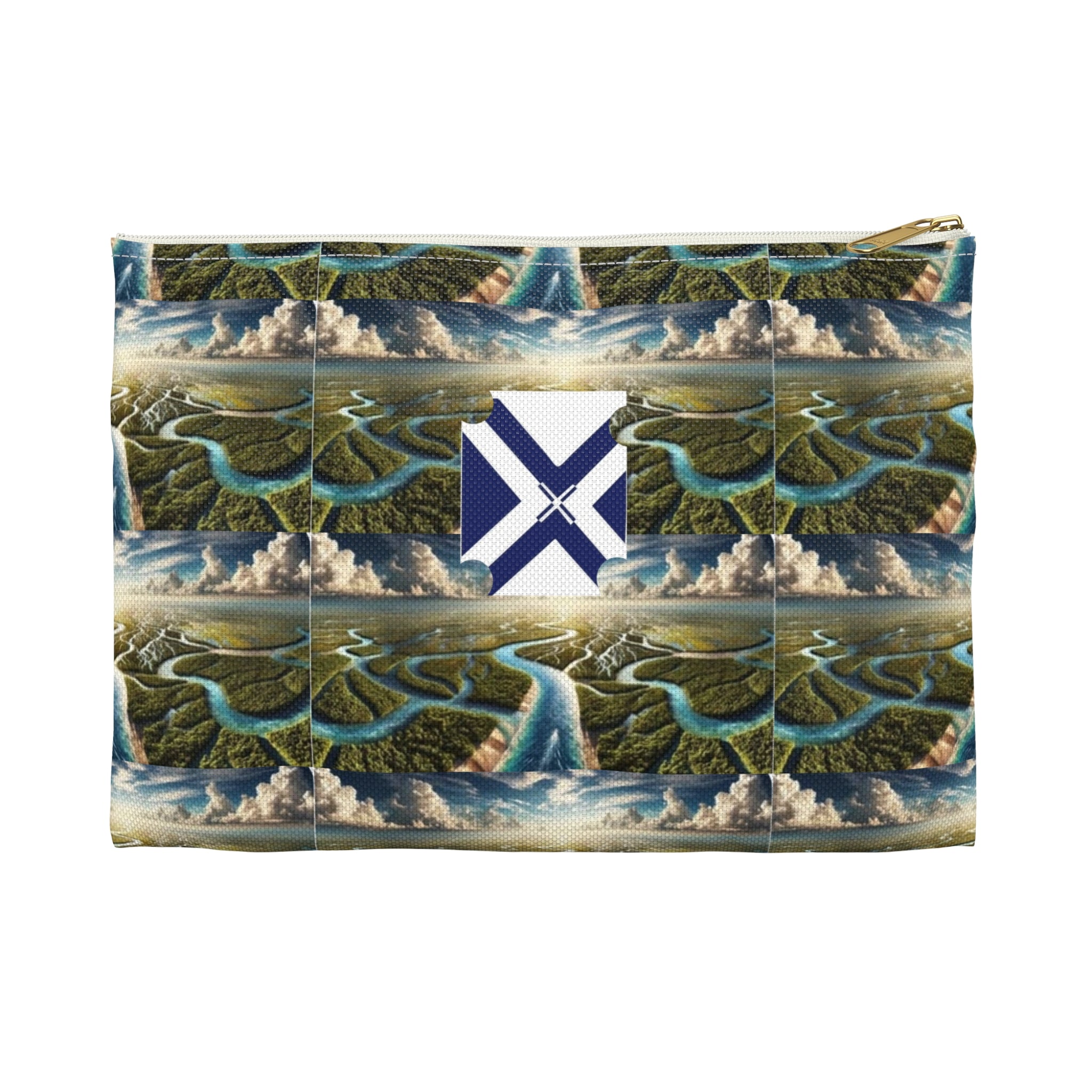 Island Waterfall Pattern Accessory Pouch — Nautical Crest Travel Cosmetic Bag