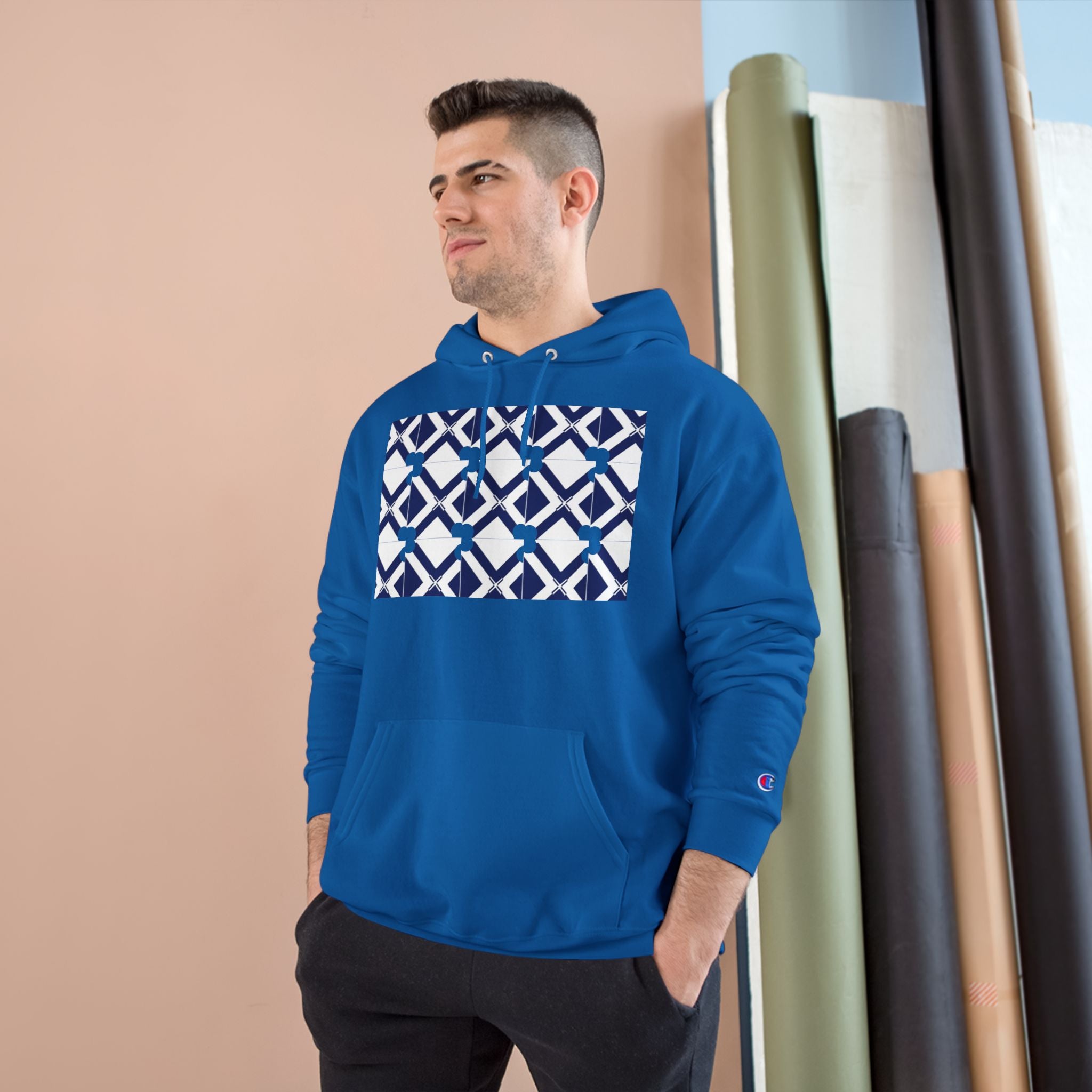 Geometric Navy Tile Hoodie
